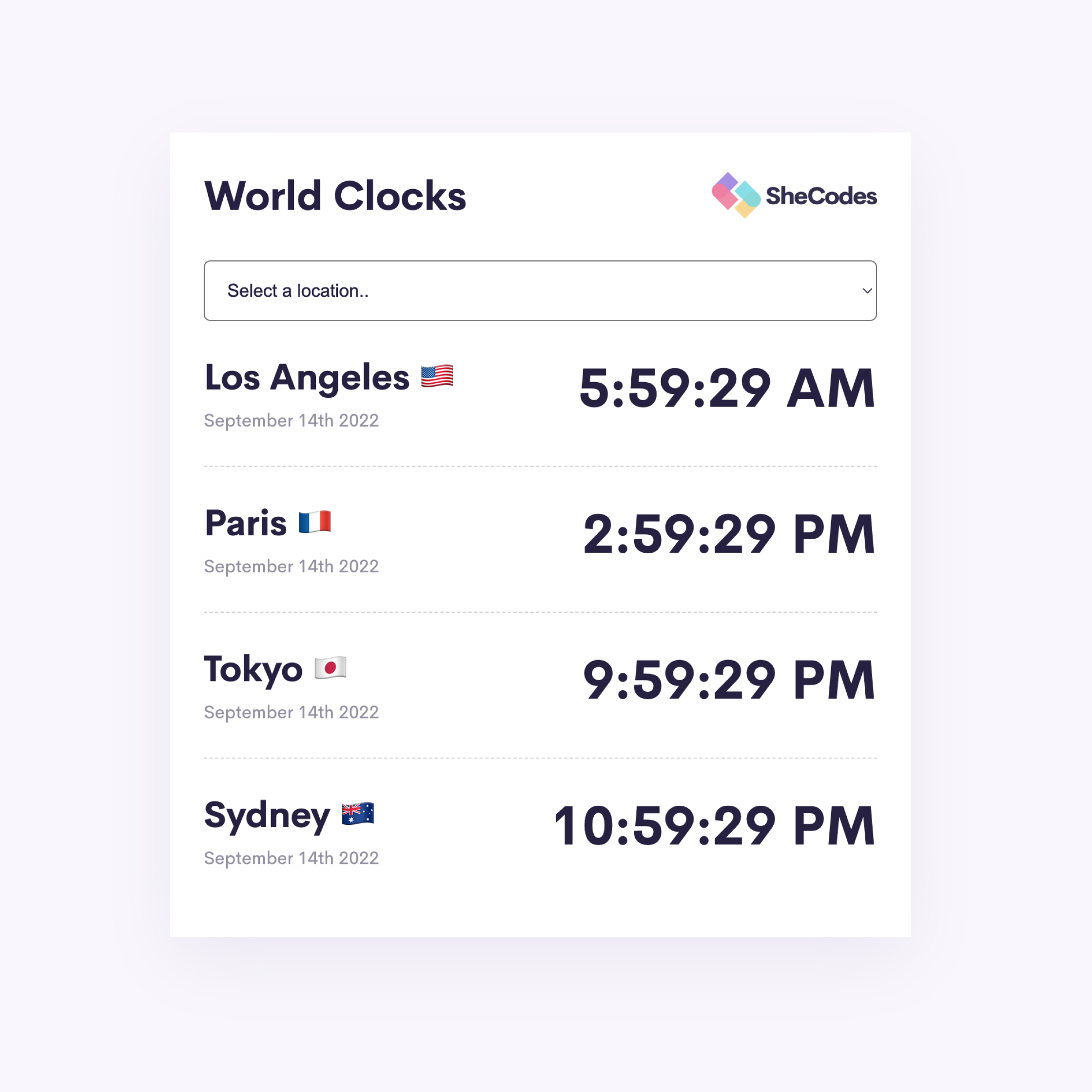 world clocks app